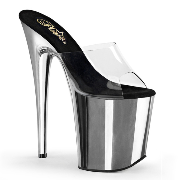 Transparent Chrome High Heel Shoes - Picture 1 of 4